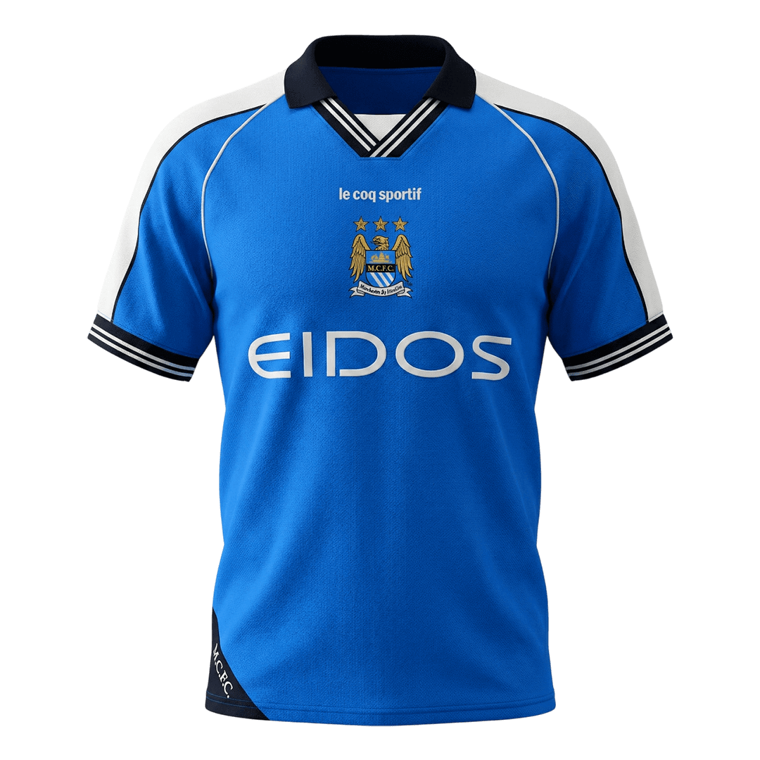 Retro Manchester City Domicile Maillot 1999/01 Bleu