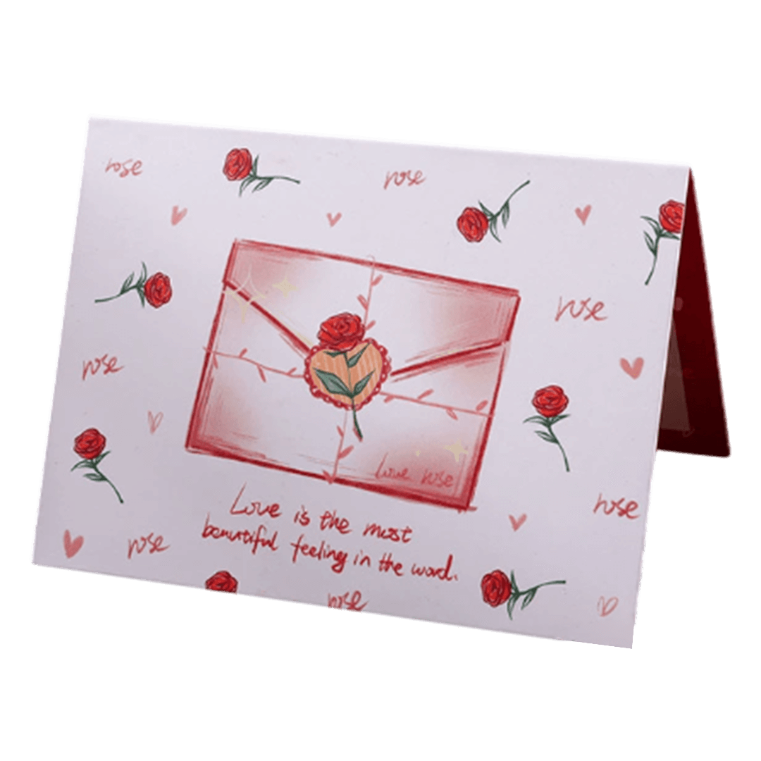 Custom Rose Envelope Valentine's Day Card Red