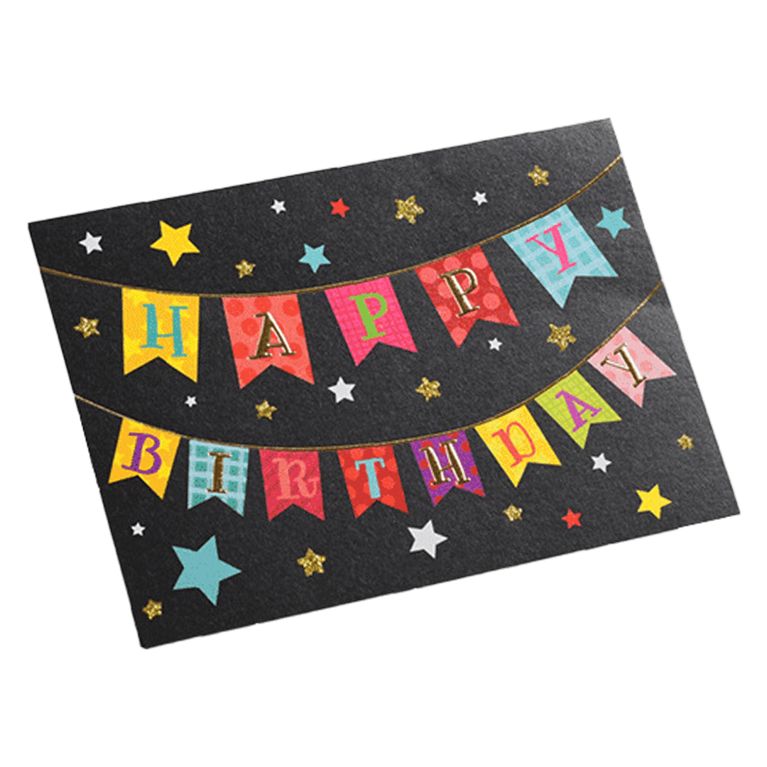 Custom Colorful Flag Birthday Card Black