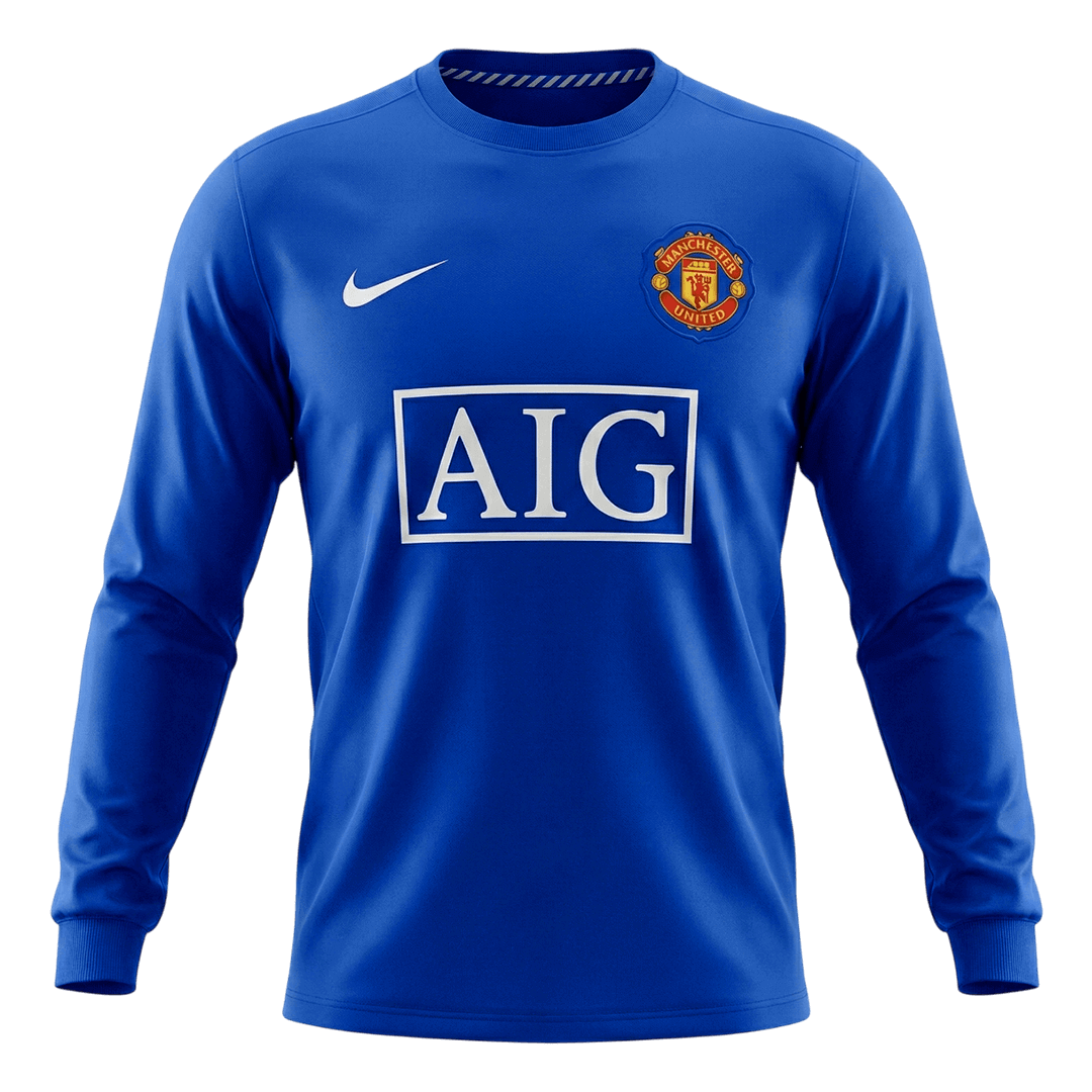 Retro Manchester United Third Maillot Manches Longues 2008/09 Bleu