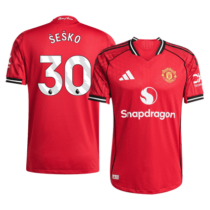 ŠEŠKO #30 Manchester United Domicile Maillot 2025/26 Rouge Authentique