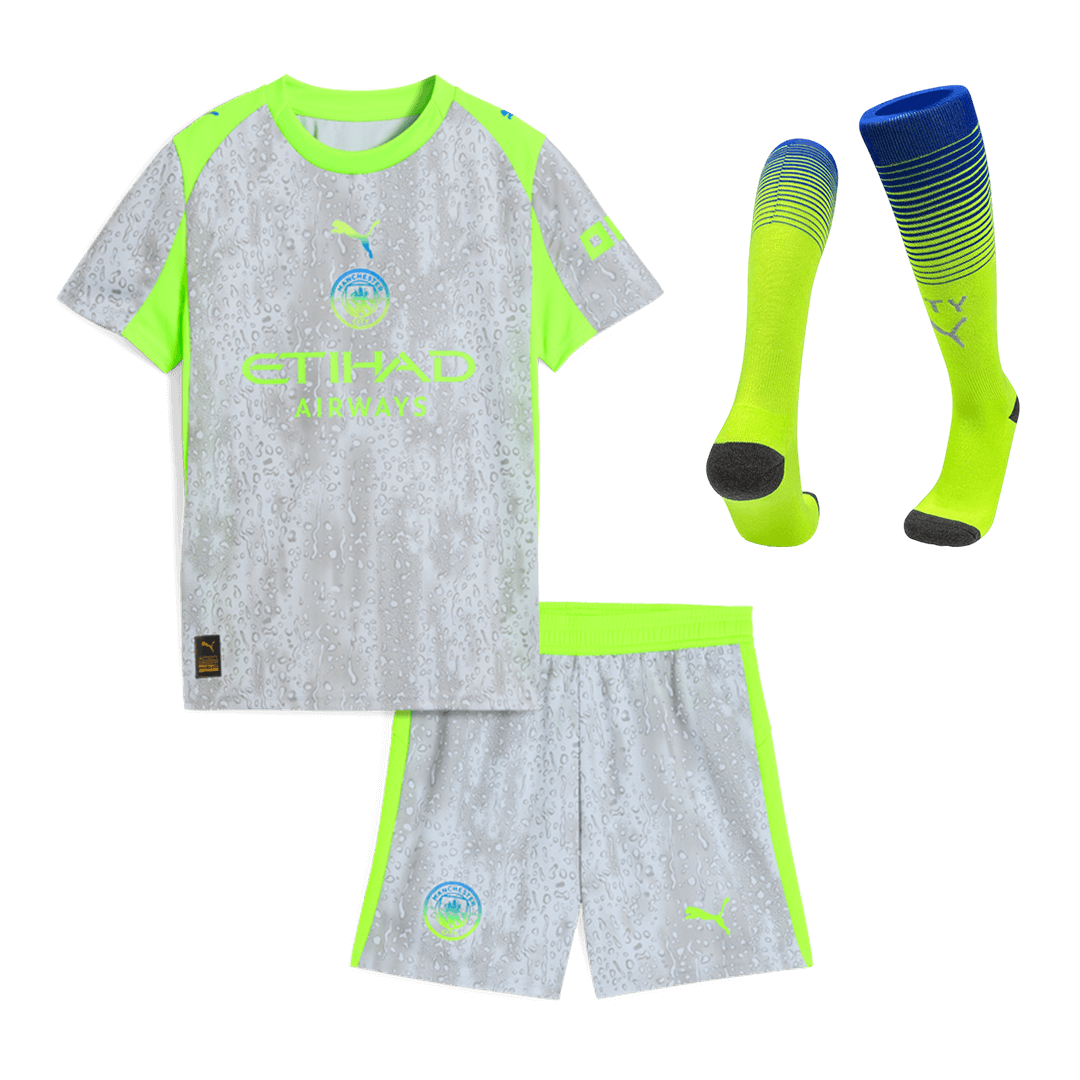 Manchester City Third Maillot Kit 2025/26 Enfant Gris