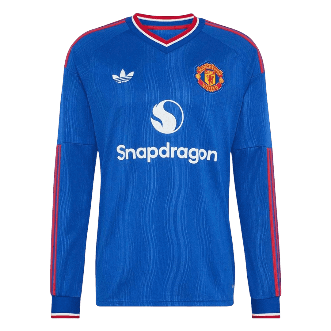 Manchester United Extérieur Maillot Manches Longues 2026/27 Bleu Grande Taille