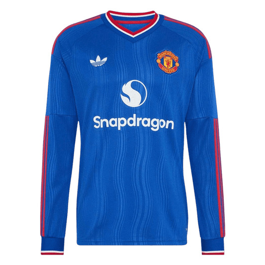 Manchester United Extérieur Maillot Manches Longues 2026/27 Bleu Grande Taille