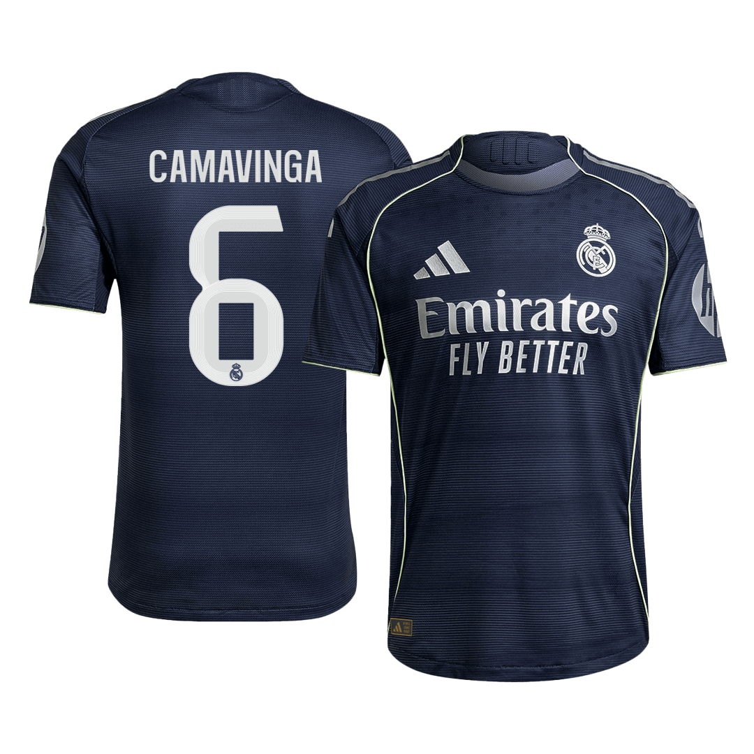 CAMAVINGA #6 Real Madrid Extérieur Maillot 2025/26 Bleu marine Authentique