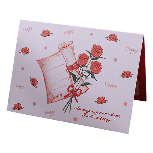Custom Rose Reel Valentine's Day Card Red