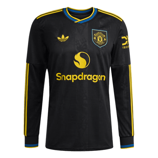 Manchester United Third Maillot Manches Longues 2025/26 Noir Grande Taille