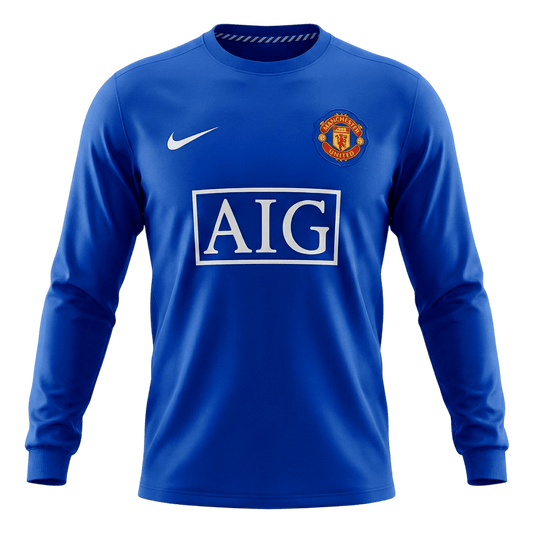 Retro Manchester United Third Maillot Manches Longues 2008/09 Bleu
