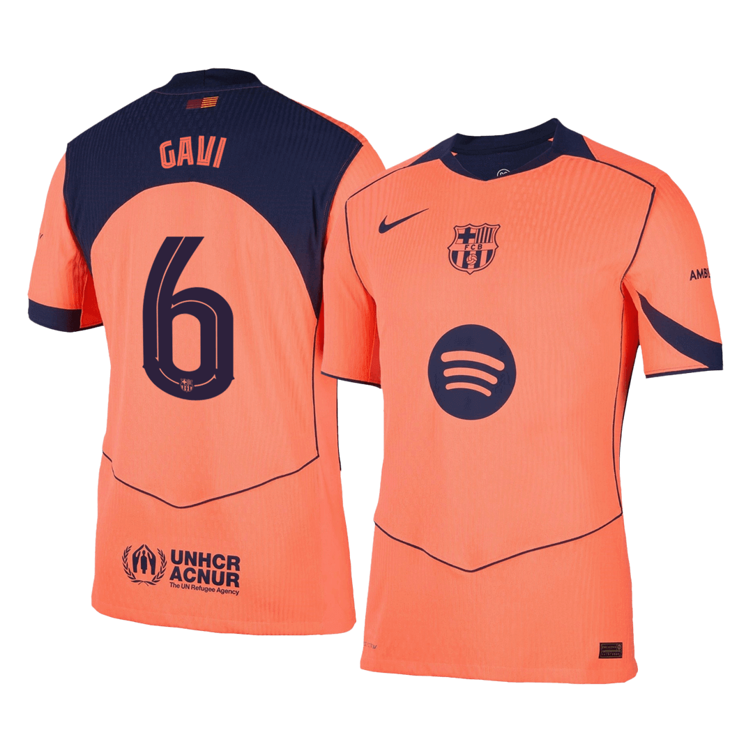 GAVI #6 Barcelone Third Maillot 2025/26 Orange Authentique - UCL