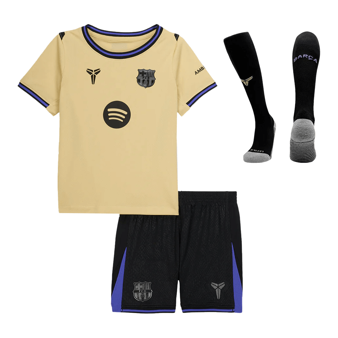Barcelone Extérieur Maillot Kit 2025/26 Junior Jaune&Noir