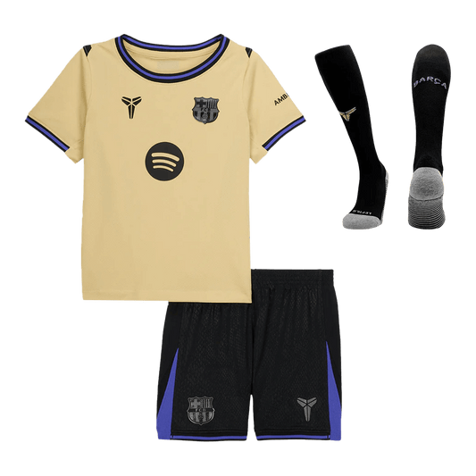 Barcelone Extérieur Maillot Kit 2025/26 Junior Jaune&Noir