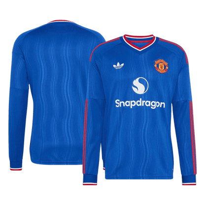 Manchester United Extérieur Maillot Manches Longues 2026/27 Bleu Grande Taille