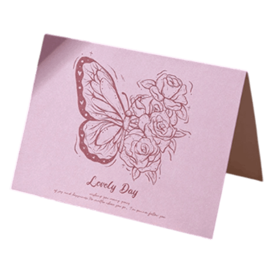 Custom Butterfly Lovely Day Anniversary Card Pink
