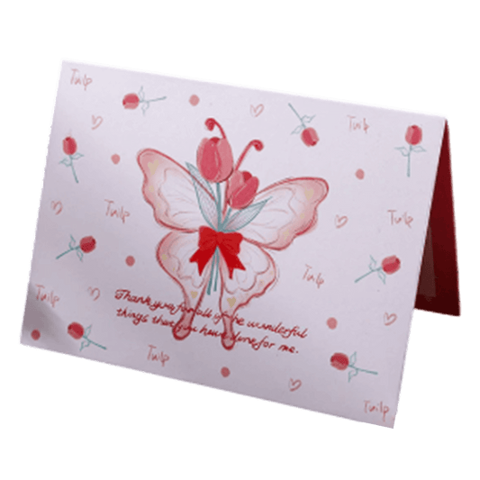 Custom Tulip Butterfly Valentine's Day Card Red